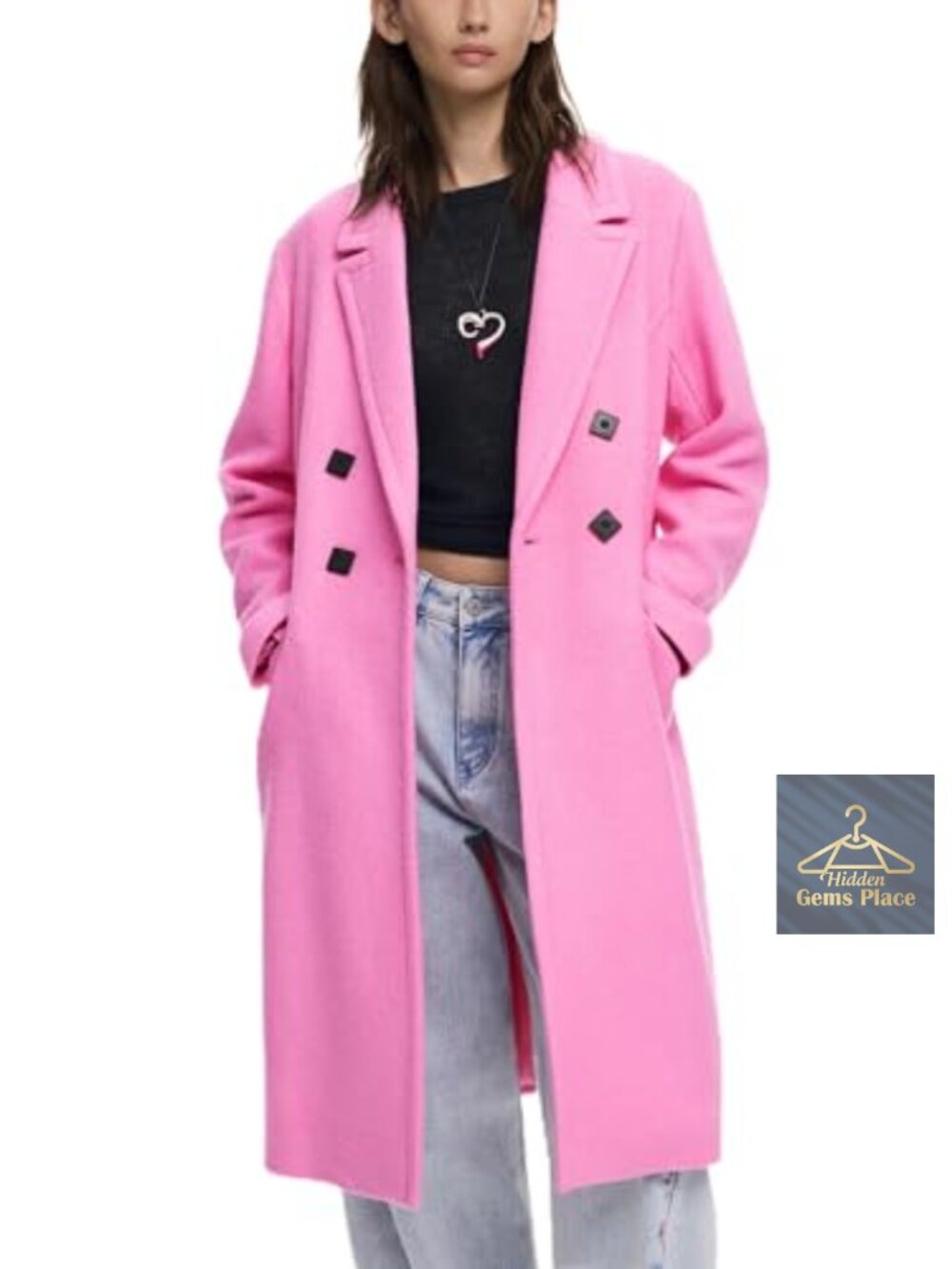 Womens Wool Blend Trench Coat Long Sleeve Zip